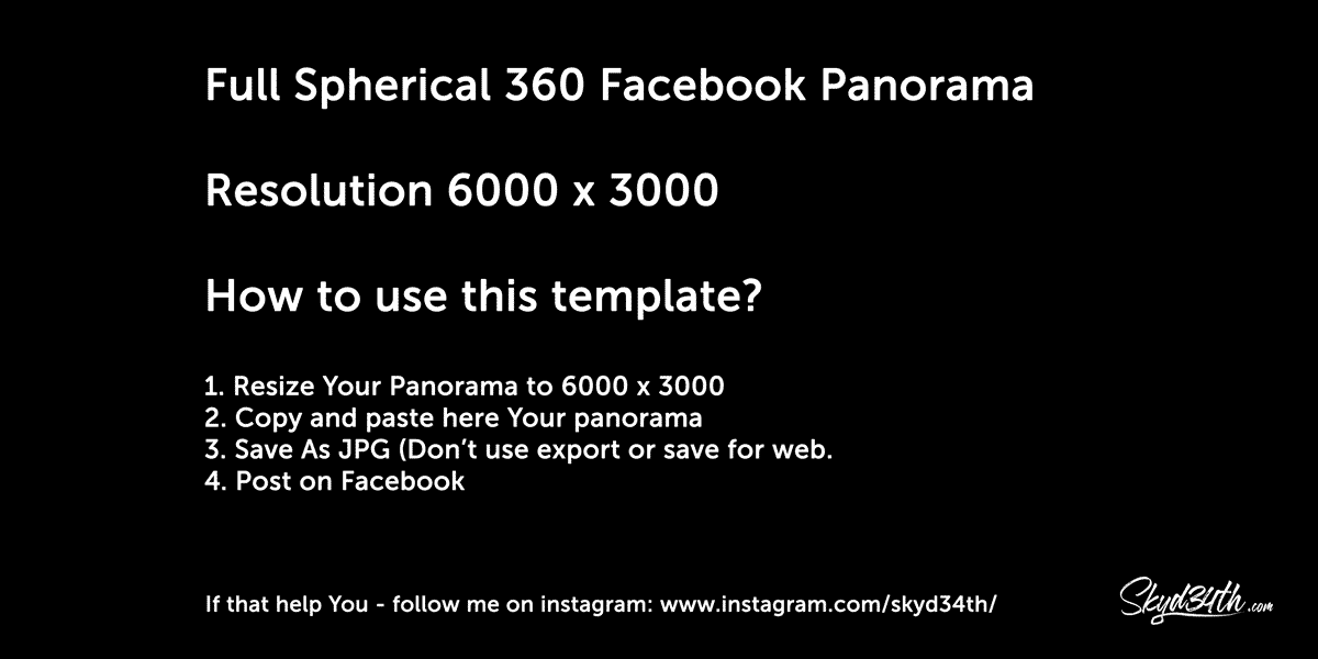Full spherical 360 Facebook panorama template